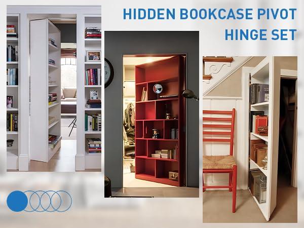 TamBee Hidden Bookcase Hinges Pivot Door Hinge with Lock Hidden Door Hinges for Secret Door 304 Stainless Steel with Spring Latch Lock and Cable - TamBee