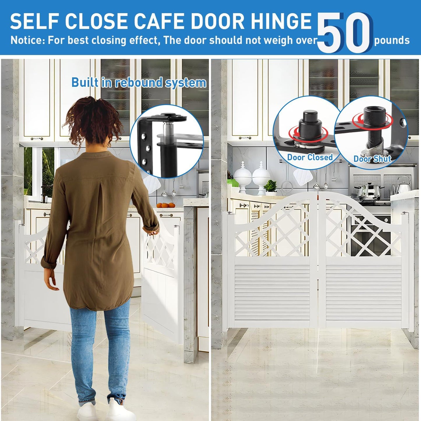 TamBee Cafe Door Hinges Swinging Door Hardware Saloon Door Hinges for Swinging Door Gravity Hinges Hardware for Swinging Door Black 2Pc - TamBee