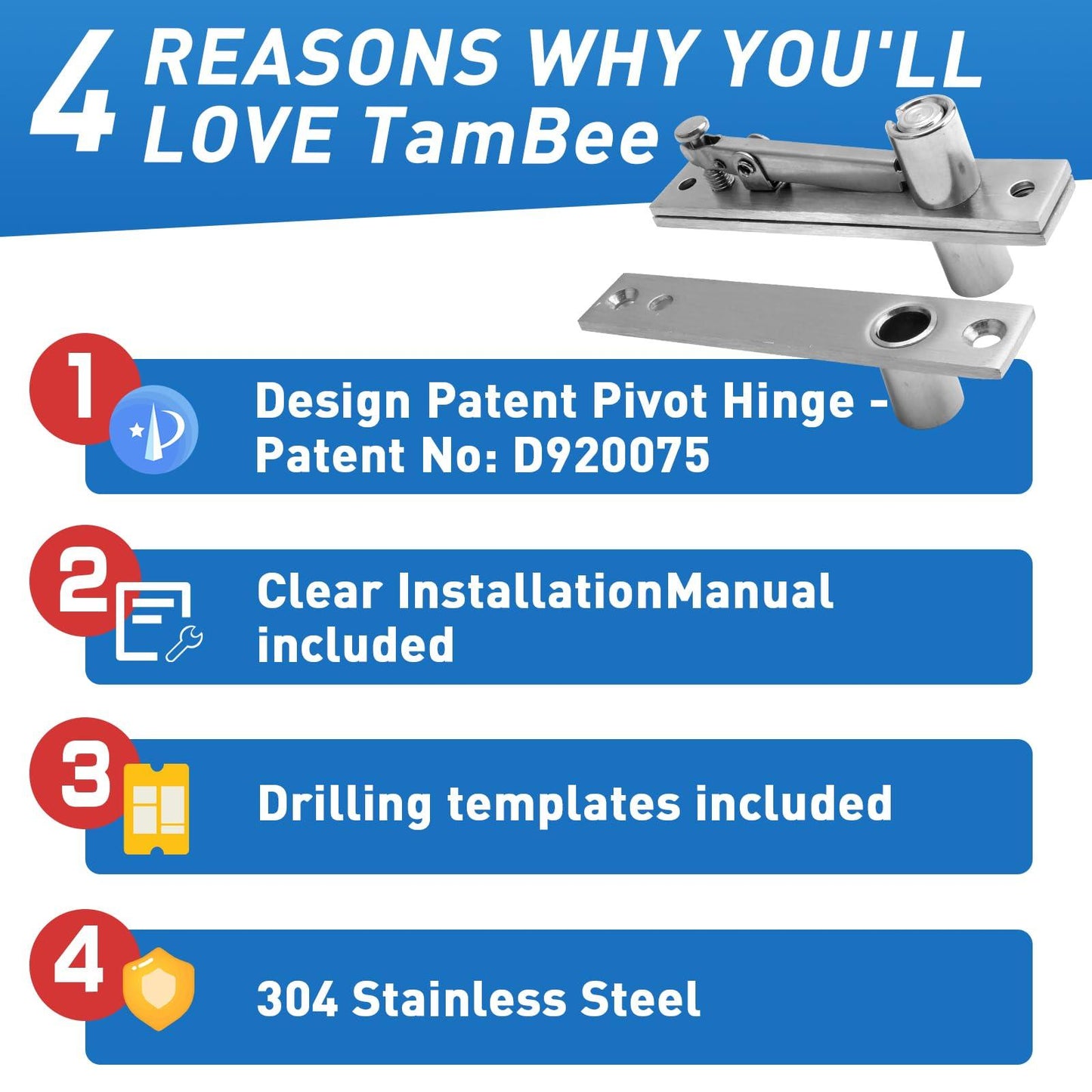 TamBee Hidden Bookcase Hinges with Spring Latch Lock and Cable - TamBee