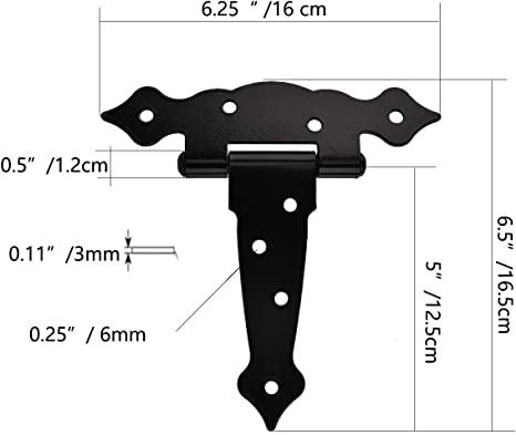 TamBee 5inch Strap Hinges Shed Door Hinges Barn Door Hinges Heavy Duty Gate Hinges for Wooden Fences Decorative Classic Hinges Black with Screws - TamBee