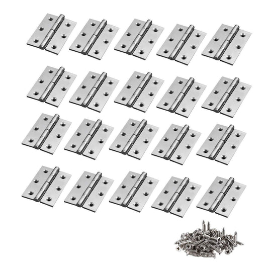 TamBee 20Pcs 1.7inch Folding Butt Hinges Cabinet Cupboard Closet Door Home Furniture Hardware Stainless Steel Silver Tone - TamBee