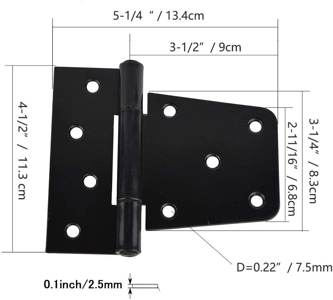 TamBee 3.5 inch Black Door Hinges Shed Hinges Square Barn Hinges Heavy Duty Gate Hinges T Hinges Barn Storage Shed Gate Black Finish with Screws - TamBee
