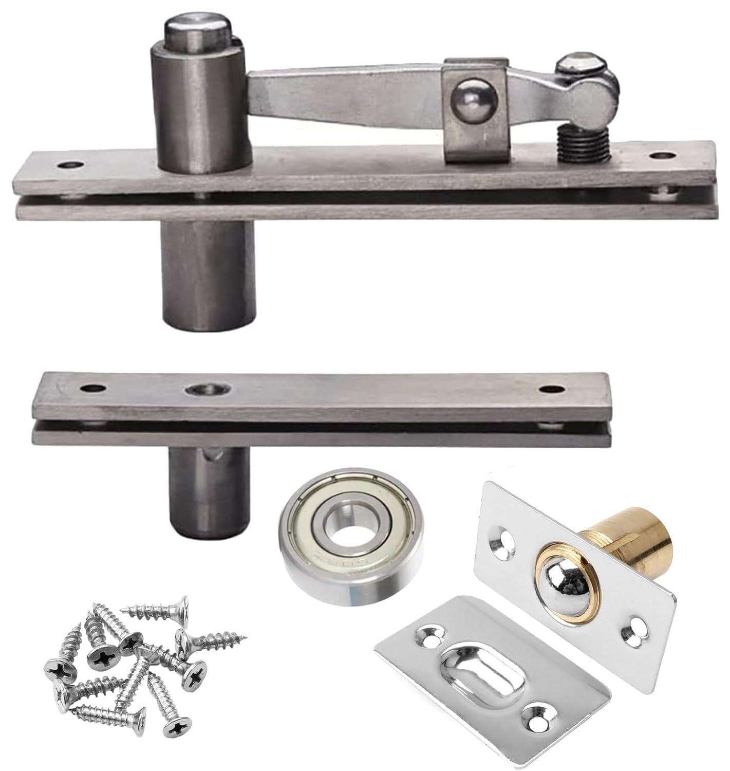 TamBee Pivot Door Hinge Hidden Door Hinges for Secret Door 304 Stainless Steel Hidden Bookcase Hinges with Door Ball Catch 80KG Load-Bearing - TamBee