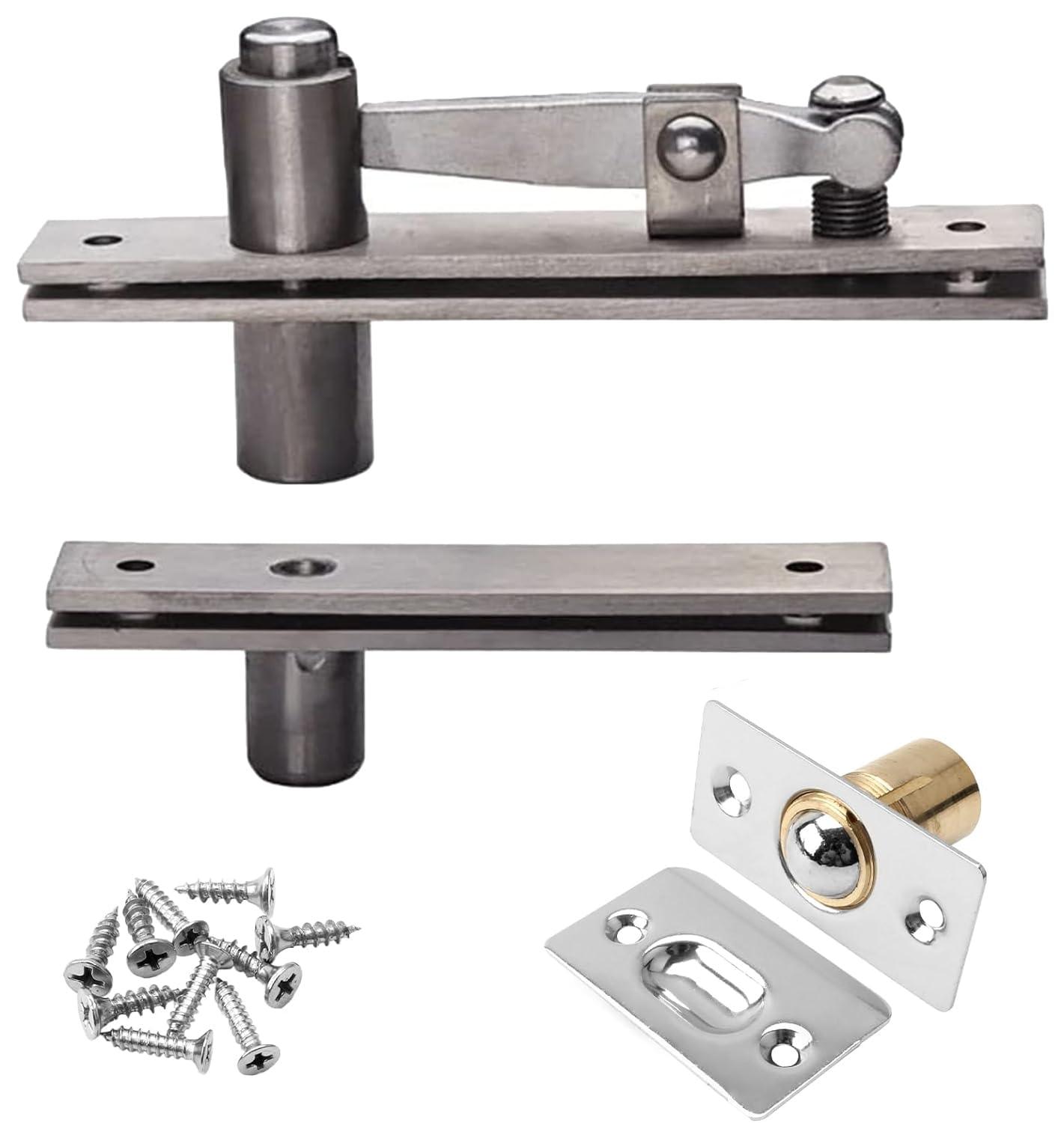 TamBee Pivot Door Hinge Hidden Door Hinges for Secret Door 304 Stainless Steel Hidden Bookcase Hinges with Door Ball Catch - TamBee