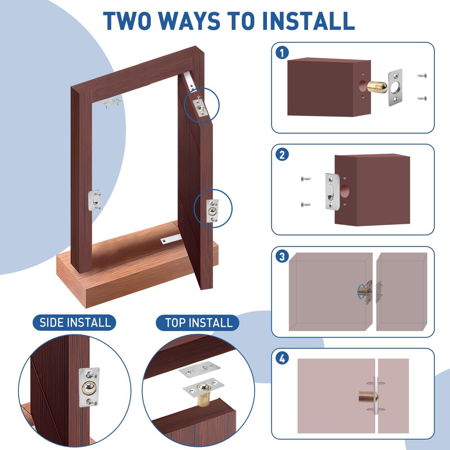 TamBee Pivot Door Hinge Hidden Door Hinges for Secret Door 304 Stainless Steel Hidden Bookcase Hinges with Door Ball Catch - TamBee