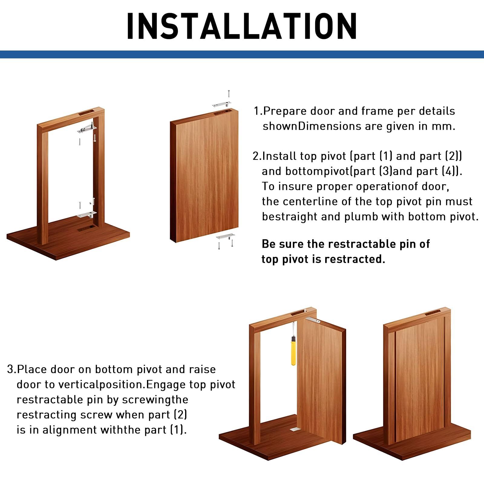 TamBee Pivot Door Hinge Hidden Door Hinges for Secret Door 304 Stainless Steel Hidden Bookcase Hinges with Door Ball Catch - TamBee