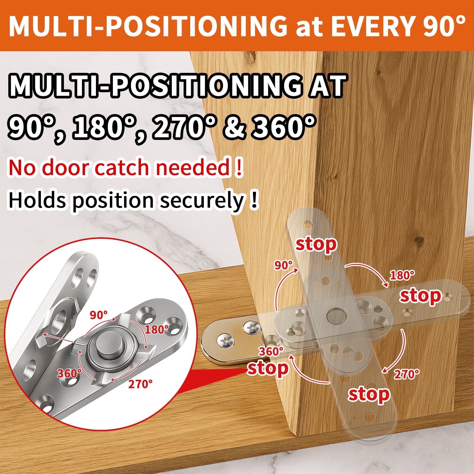 TamBee Heavy Duty Pivot Hinge Hold Open 1100 lbs Load, Locking 90 Degree Stay Open 4213 - TamBee