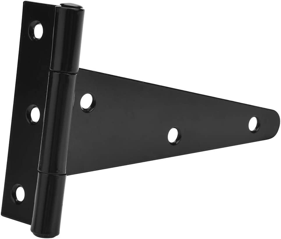 TamBee 6 Inch T-Strap Shed Hinge Gate Strap Heavy Duty Hinge Door Barn Gates Hinges Black Wrought Hardware Iron Rustproof 2PCs - TamBee