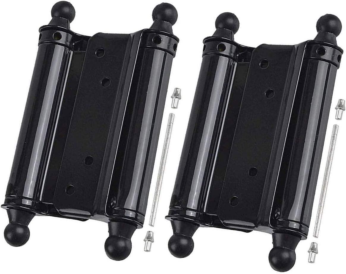 TamBee 4inch Double Action Hinge Saloon Door Hinges Swinging Door Hinge Heavy Duty Self Closing Black Steel Hinges with Screws - TamBee