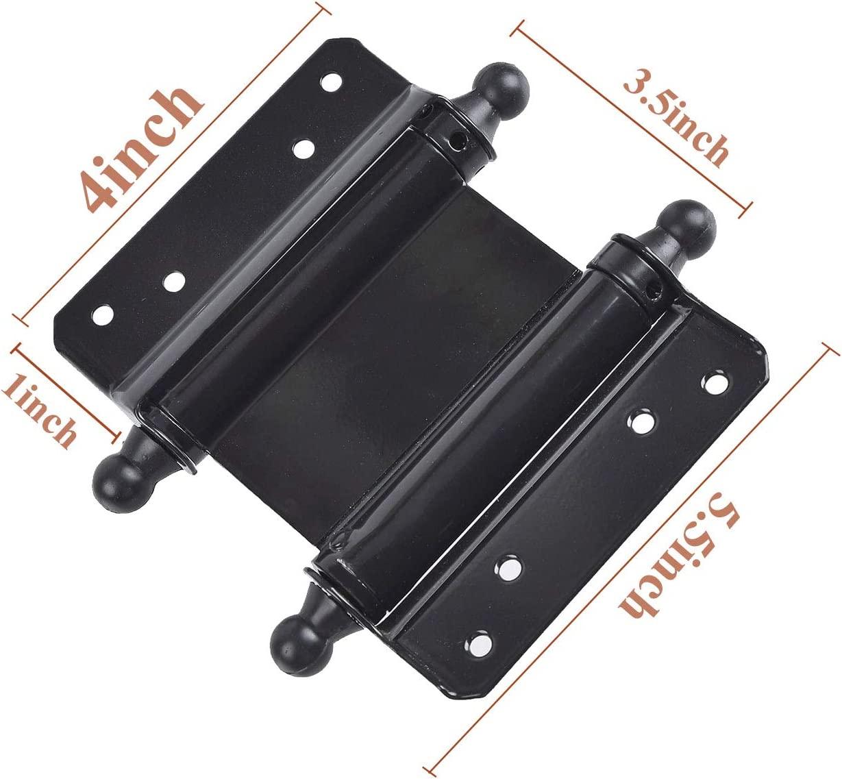 TamBee 4inch Double Action Hinge Saloon Door Hinges Swinging Door Hinge Heavy Duty Self Closing Black Steel Hinges with Screws - TamBee