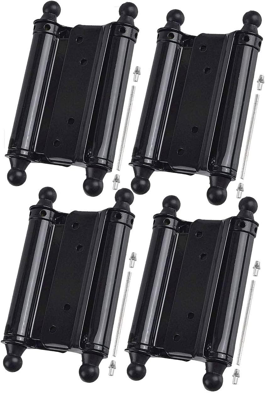 TamBee 4inch Double Action Hinge Saloon Door Hinges Swinging Door Hinge Heavy Duty Self Closing Black Steel Hinges with Screws - TamBee