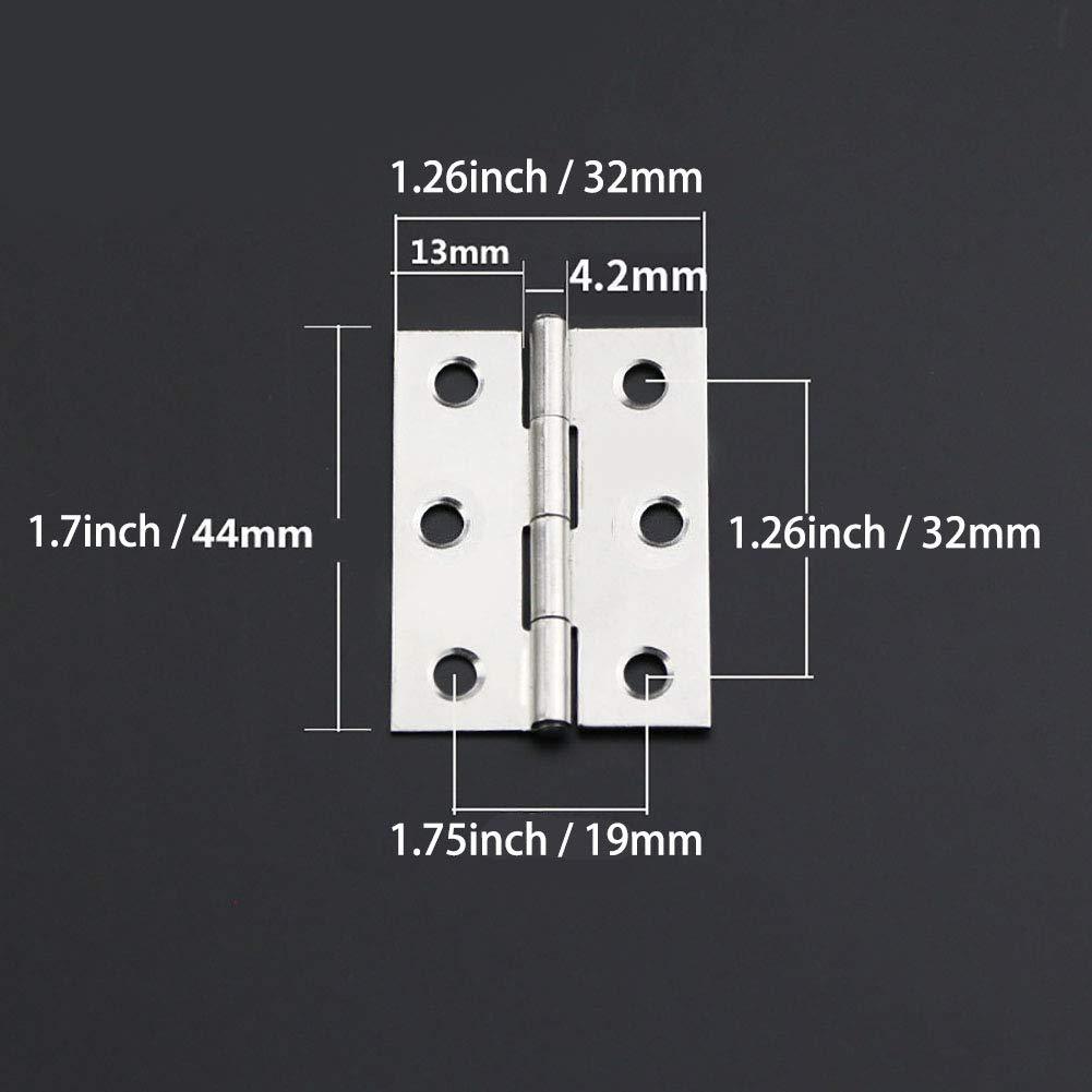 TamBee 40Pcs 1.7inch Folding Butt Hinges Cabinet Cupboard Closet Door Home Furniture Hardware Stainless Steel Silver Tone - TamBee
